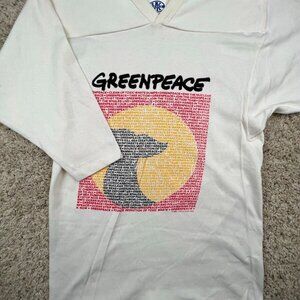 VTG Greenpeace Sweater Sweatshirt USA XL Ivory Take Action Small Text Print